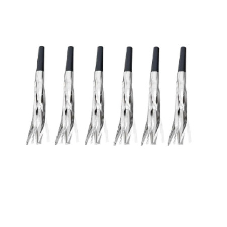 Set 6 Fluiere Party cu Franjuri, Cyrax, din Plastic, Argintiu