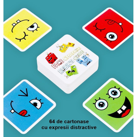 Jucarie Pentru Copii Montessori Cyrax, Cub din Lemn, Asamblare Fete, 64 de Carti Distractive, pentru Baieti si Fete, Varsta +3 ani, Educativ, Ambalaj din plastic, 12 x 12 x 3 cm, multicolor