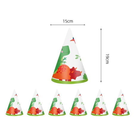 Set 6 Coifuri cu Dinozauri, Cyrax, Accesorii pentru Petrecere, Tematica Aniversare, 19x15 cm, Multicolor