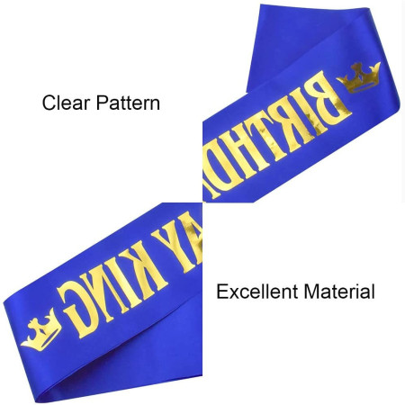 Panglica pentru Aniversare, Cyrax, Model Birthday King, Tematica Aniversare, 160x9.5 cm, Albastru