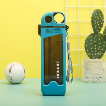 Sticla de Apa pentru Sport, Cyrax, 350 ml, cu Pai si Capac, 23x7x4.4 cm, Buton de Blocare, din PC, Bleu