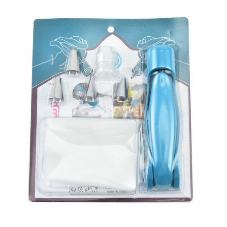 Set Accesorii Decorare Prajituri si Torturi, Cyrax, 5 Capete pentru Modele, 21.7x18.8 cm, Ustensila Manuala pentru Ornare, Albastru