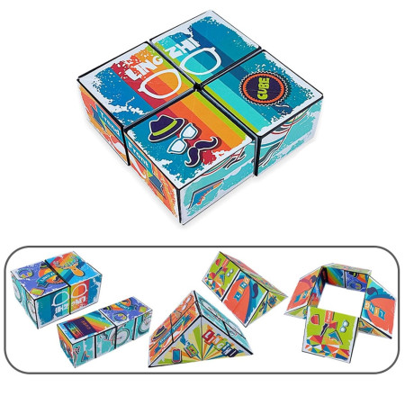 Jucarie Interactiva, Cyrax, Magic Cube, Puzzle, Diferite Forme, Anti-stress, 8 x 8 x 3  cm, Multicolor