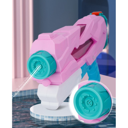 Pistol cu Apa pentru Copii, Rezervor, Pentru Piscina/Plaja, Cyrax, 6ani+,  5 duze, Quick Fill, Roz, 800ML