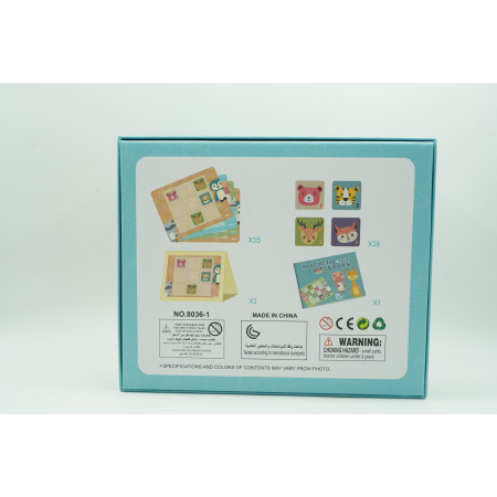 Cyrax Joc educativ Sudoku cu tablita magnetica, 32 de piese, cartonase cu animale, Verde