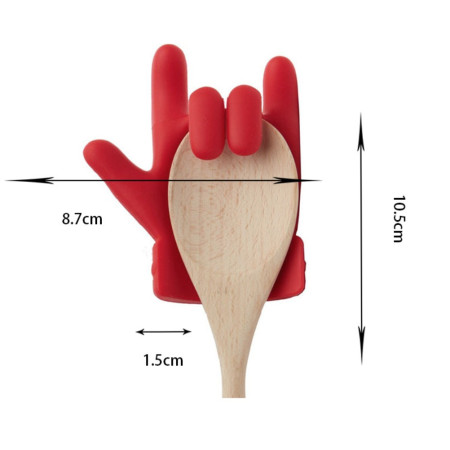 Suport Capac Anti- Varsare, Suport Lingura pentru Oala, Cyrax, Model in Forma de Deget, din Silicon, Rosu