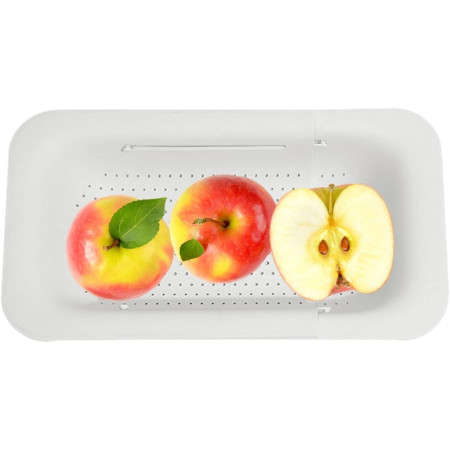 Cos de Scurgere pentru Chiuveta de Bucatarie, Cyrax, Plastic, Telescopic, 36x20x5 cm, Alb