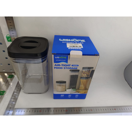 Cutie de Depozitare Alimente, Cyrax, tip Container, 2L, Recipiente pentru Cereale in Bucatarie,  Transparente cu Capac Negru