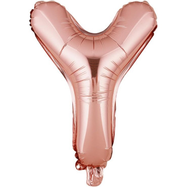 Balon Folie Metalizata Litera Y, Cyrax, 40 cm, Umflati cu Heliu sau Aer, Ambalaj Individual, Pai inclus, Rose Gold