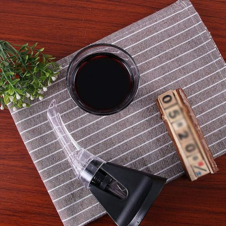 Aerator cu Turnator de Vin 2in1, Cyrax, Decantare, Anti-Picurare, Fara Scurgere, 18x10x8cm, Negru