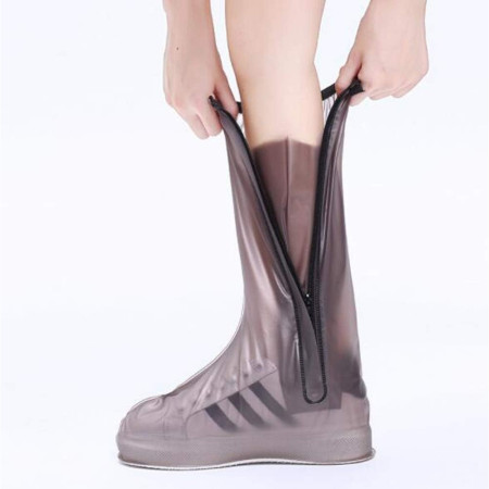Protectie Incaltaminte pentru Ploaie si Noroi,  Impermeabila, Talpa Antiderapanta, cu Fermoar si Capsa, Inaltime 40 cm, Marime M 36-37, Maro