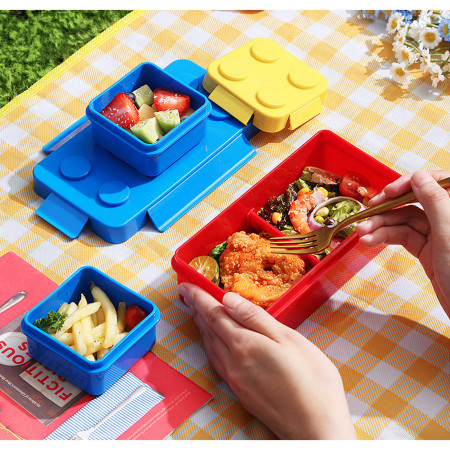 Set caserole pentru pranz interactive, Cyrax, cuburi de construit, plastic, multicolor
