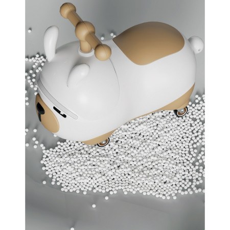 Masinuta Ride-On Cyrax, Sistem Anti-Rasturnare, Sistem de Lumini si Sunet, Bluetooth, 1-3 Ani, Model Catel, 43 x 33 x 26 cm, Alb - Maro