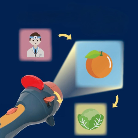 Set Jucarie Educativa, Cyrax, Proiector Tip Lanterna Pentru Copii, 6 Teme, 48 de Imagini, Cutie Depozitare, +3 ani, Albastru