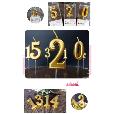 Lumanare de Tort, Cyrax, Model Cifra 8, Party, 4.5 x 2.5 cm, din Parafina, Auriu