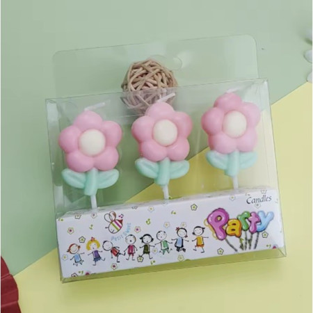 Set 3 Lumanari, Cyrax, Tema Flori, Model 2, din Parafina, Multicolor