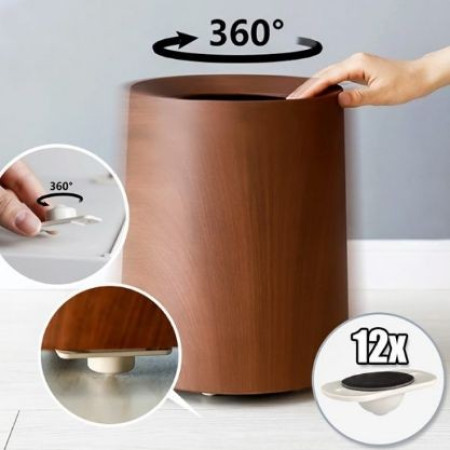 Set 16 Roti Autoadezive Universale,  pentru Mutat Mobila, Rotire 360 de Grade, Usor de Montat, ABS, 4.5x2.8x1.4 cm, Alb