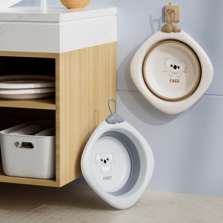 Cada Pliabila pentru Baie pentru Copii, Cyrax, Cadita pentru Bebelusi, Model Romb pentru Fata Koala, Maro, 30x30x3.5 cm, 4L