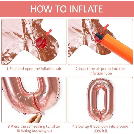 Balon din Folie Metalizata Cyrax, Figurina Cifra, Tema Aniversare 40 cm, Ambalaj Individual, Pai inclus, Umflare cu Aer sau Heliu, Roz Gold, Cifra 6