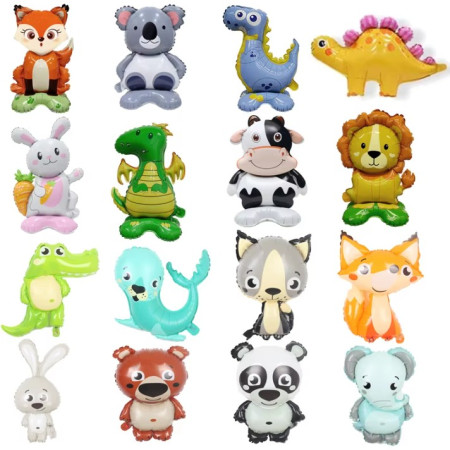 Balon din Folie Metalizata, Cyrax, Mini Figurine Animalute, Model Vulpe, Tematica Aniversare, 35x61 cm, Ambalaj Individual, Pai Inclus, Umflare cu Aer sau Heliu, Multicolor