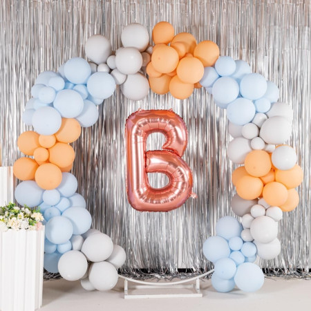 Balon Folie Metalizata Litera B, Cyrax, 100 cm, Umflati cu Heliu sau Aer, Ambalaj Individual, Pai inclus, Rose Gold