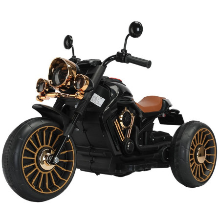 Tricicleta Electrica pentru Copii, Cyrax, cu 2 Acumulatoare 380*2, 6V 4.5, Telecomanda, Bluetooth, Sistem Anti-Rasturnare, Sistem de Lumini si Sunet, 6-8 Ani, 93 x 48 x 63 cm, Negru