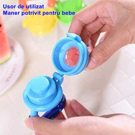 Suzeta pentru diversificarea alimentatiei/dentitie Cyrax, potrivit pentru fructe si piure proaspat, Albastru, fara BPA