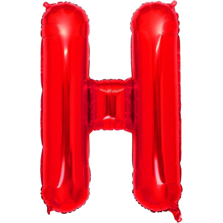 Balon Folie Metalizata Litera H, Cyrax, 40 cm, Umflati cu Heliu sau Aer, Ambalaj Individual, Pai inclus, Rosu