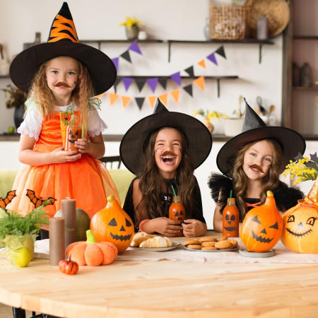 Mustata Falsa pentru Deghizari, Cyrax, Petreceri Tematice, din Panza, Autoadeziv, 13 x 10 cm, Model Curbat, Maro