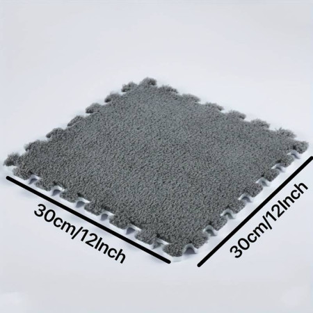 Set 10 Piese Covor tip Puzzle, Cyrax, Spuma EVA, Pufos, 30 x 30 x 1 cm, Gri