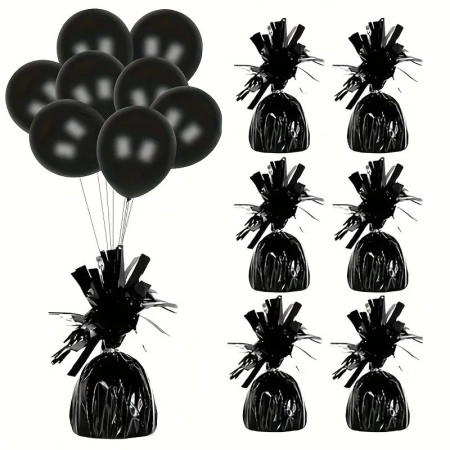 Greutate pentru Baloane cu Heliu, Cyrax, din Folie cu Franjuri, 170g, 13 x 5 x 3 cm, Negru