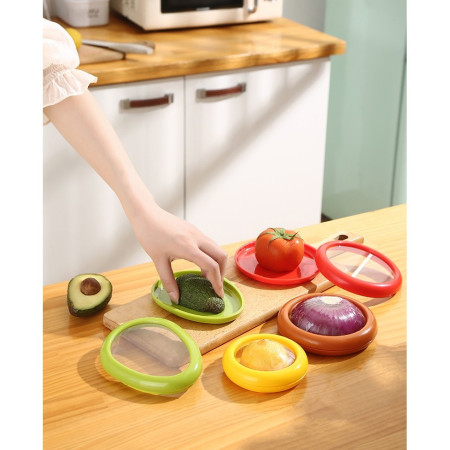 Set 4 Recipiente pentru Pastrarea Proaspata a Legumelor, Cyrax, Cutii Portabile Sigilate Anti-oxidare, 4 Forme Diferite pentru Legume sau Fructe, Culori diferite