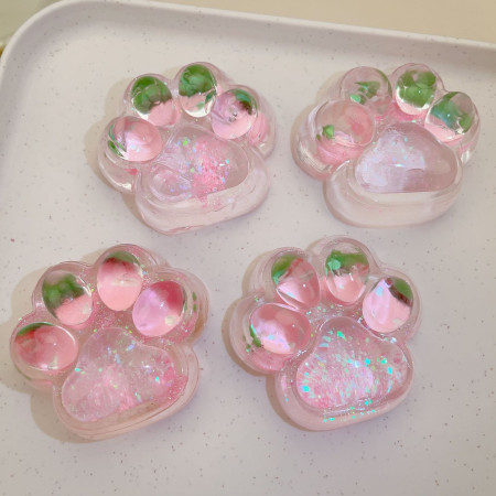 Jucarie Antistres Squishy, Cyrax, cu Revenire Lenta, Squeeze Pinch Family, Model Labuta de Pisica cu Sclipici, 6.5x6 cm, 60g, Ambalaj Transparent, Roz