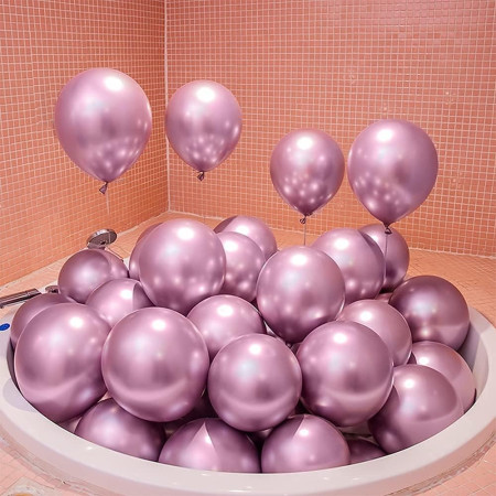 Set 10 Baloane din Latex Chrome, Cyrax, Model Party, 23 cm, Mov, 2.2 g