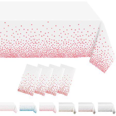 Fata de Masa, Cyrax, din PEVA, Imprimeu Buline, 137 x 274 cm, Impermeabila, Fara Pete, Curatare Rapida, Roz