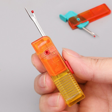 Dispozitiv pentru Descusut,  Taietor de Etichete, 1.7 x 7 cm, Pliabil, din Plastic, Albastru/Portocaliu