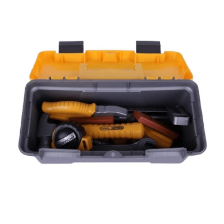 Trusa Scule si Unelte de Jucarie pentru Copii, Cyrax, 19 Piese Material Plastic, Interactiv, +3 Ani, 27.5x15.5x13 cm, Gri/Portocaliu