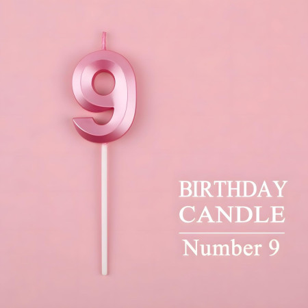 Lumanare Cifra 9, Cyrax, Model Diamond, 5 x 3.4 cm, Roz