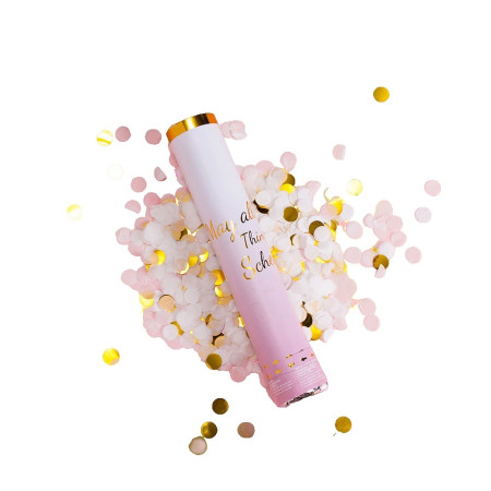 Tun Confetti Petrecere, Cyrax, Lungime 30 cm, Alb/Auriu