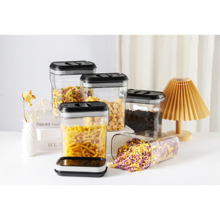 Recipient din Plastic, Cyrax, pentru Alimente/Obiecte, Inchidere Ermetica Rotire 90 grade, 2l, 20.5 x 10.5 x 27 cm, Transparent