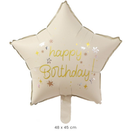 Balon din Folie Metalizata, Cyrax, Figurina Animata, Model Stea, 45 cm, Ambalaj Individual, Pai Inclus, Umflare cu Aer sau Heliu, Bej