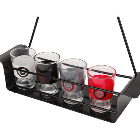 Joc de Baut Darts Cyrax, 4 Sageti si Pahare de Shot Incluse, pentru petreceri si timp liber, 30 x 20 x 6.5 cm, multicolor