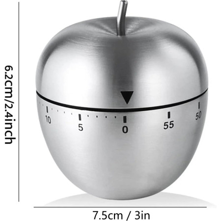 Cronometru de Bucatarie, Cyrax, Mecanic, Forma de Mar, din Otel Inoxidabil, 60 min Timer, 7.5 x 6.2 cm, Argintiu