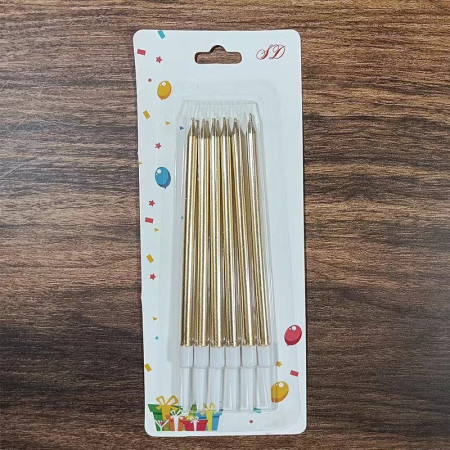 Set 6 Lumanari de Tort, Cyrax, din Parafina, 11 x 0.4 cm, Lucioase, Sampanie