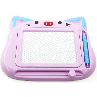 Tablita Magnetica de Scris si Desenat, Cyrax, Model Pisica, cu Creion, Dimensiuni 23.2x18.5 cm, Suprafata Desen 14.6x10.4 cm, Dezvolta Imaginatia si Creativitatea, Incurajeaza Exersarea Scrisului, Mov