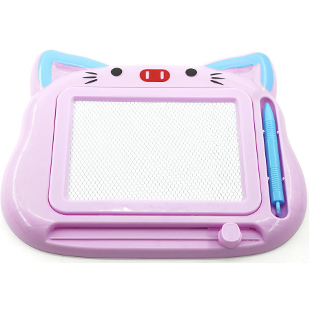 Tablita Magnetica de Scris si Desenat, Cyrax, Model Pisica, cu Creion, Dimensiuni 23.2x18.5 cm, Suprafata Desen 14.6x10.4 cm, Dezvolta Imaginatia si Creativitatea, Incurajeaza Exersarea Scrisului, Mov