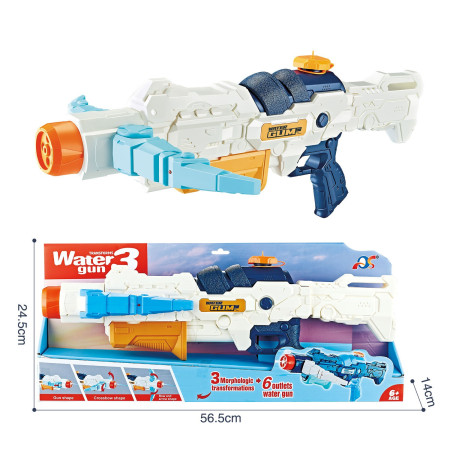 Pistol cu Apa, Cyrax, +6 Ani, Rezervor 700 ml, 4 Moduri de Stropire, din Plastic, 56 x 37 x 23 cm, Alb