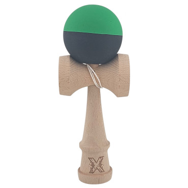 Kendama X Originala, Profesionala, Cyrax, 18 cm, din Lemn, Verde/Negru