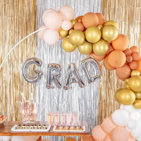 Balon Folie Metalizata Litera D, Cyrax, 40 cm, Umflati cu Heliu sau Aer, Ambalaj Individual, Pai inclus, Argintiu