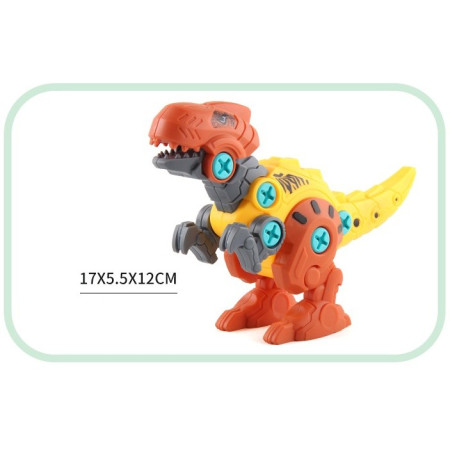 Set de Constructie/Asamblare, Cyrax, 4 Dinozauri, cu Bormasina Electrica, Baterii 2 x AA, Surubelnita si Cutie Depozitare, 22.5 x 14.5 x 15 cm, Multicolor